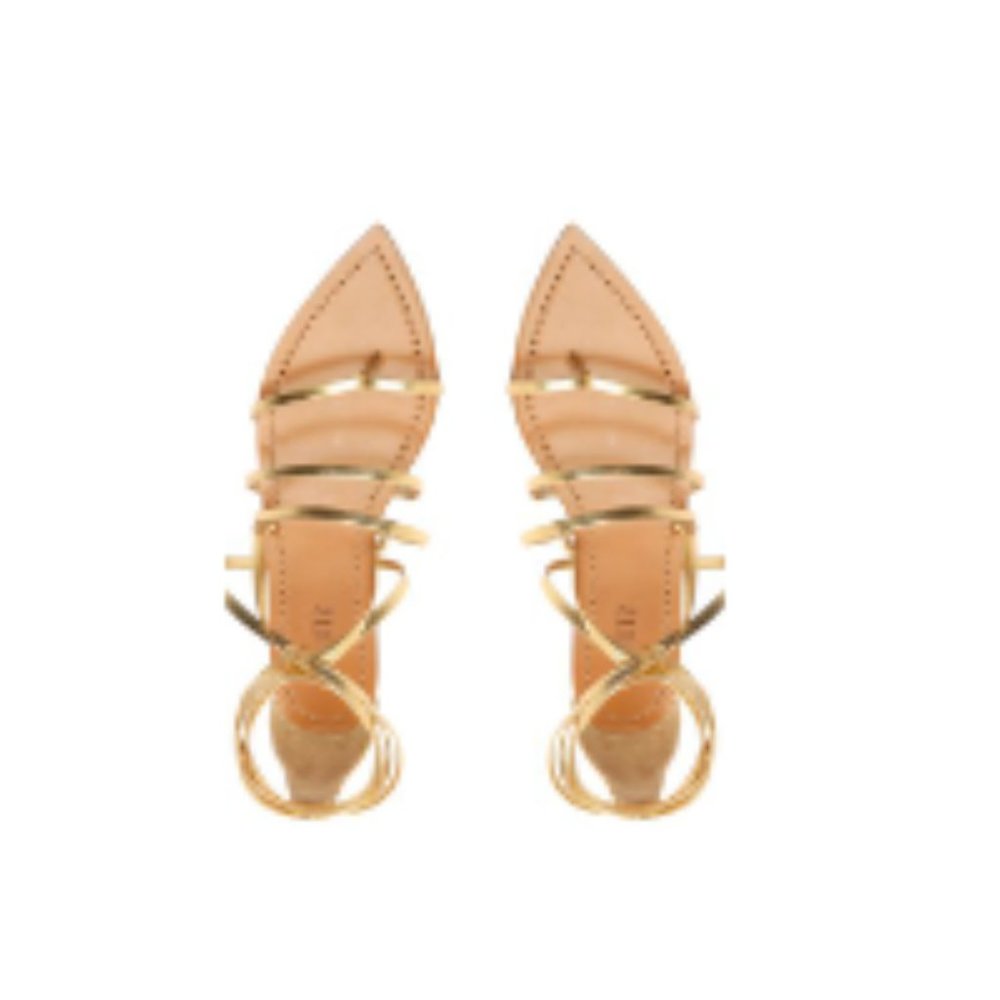 Schutz Gold Metallic Leather Flat Sandal - NWOT